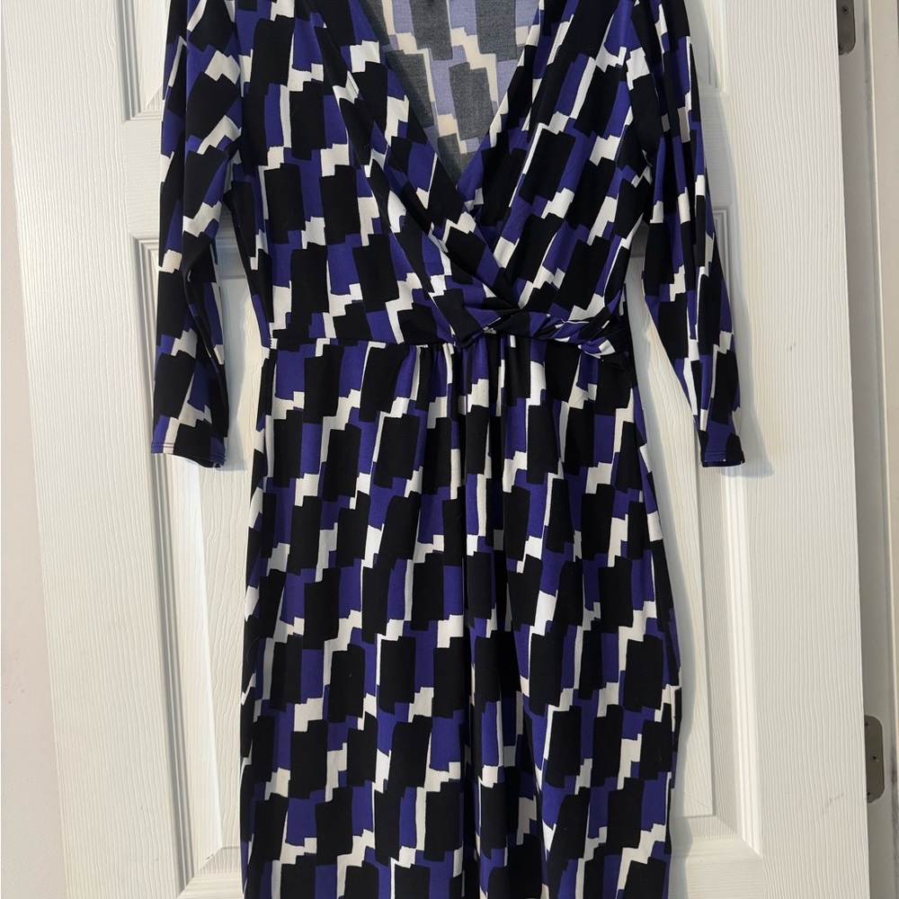Banana Republic Black and Purple Patterned Dress